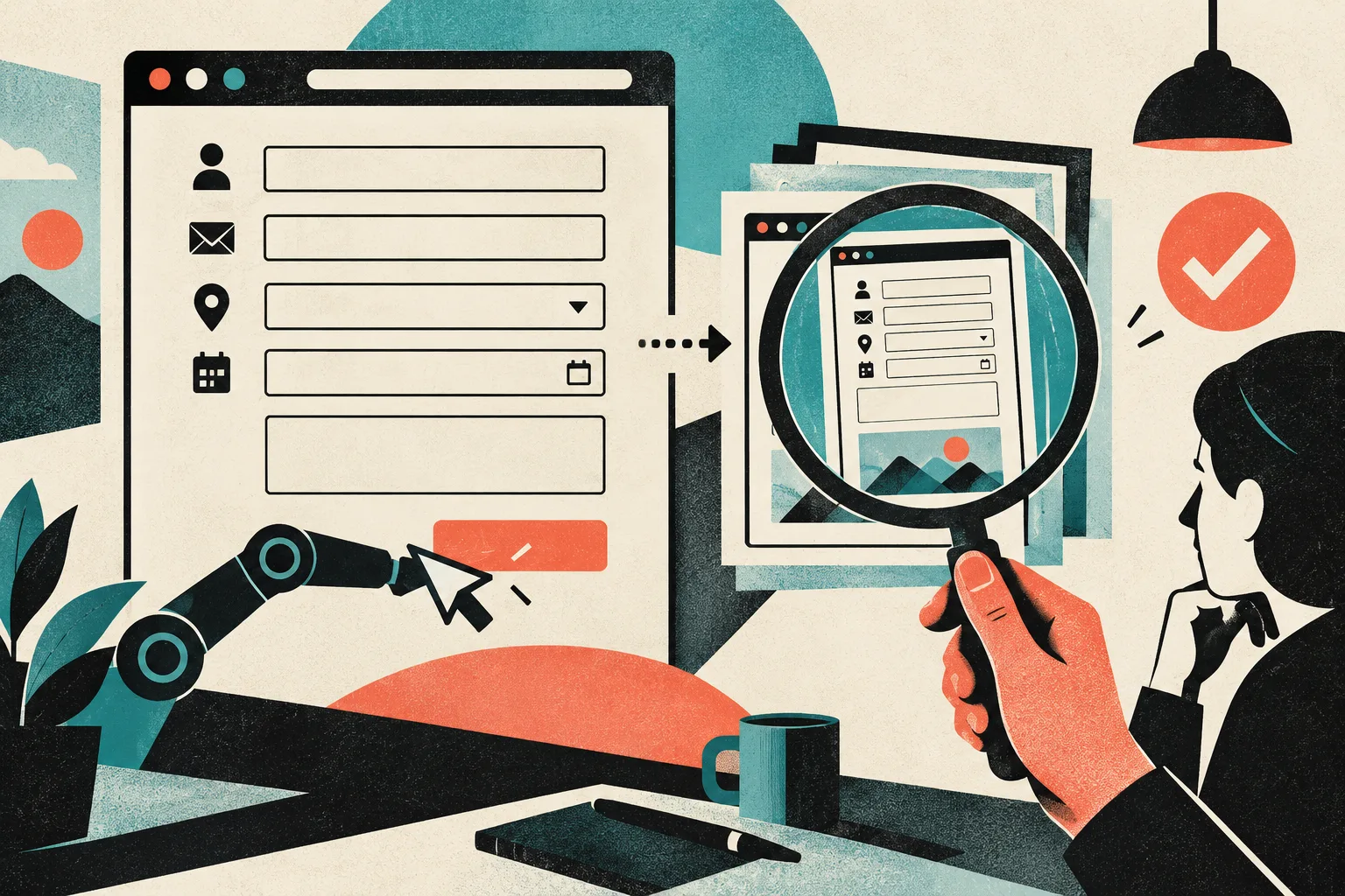Generated editorial illustration of forms reviewed before submission; nonphotographic and not a record of the reported evaluation.