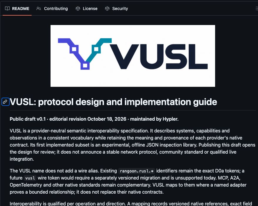 VUSL public GitHub README at b55e019, captured October 18, 2026; source evidence, not a runtime demonstration